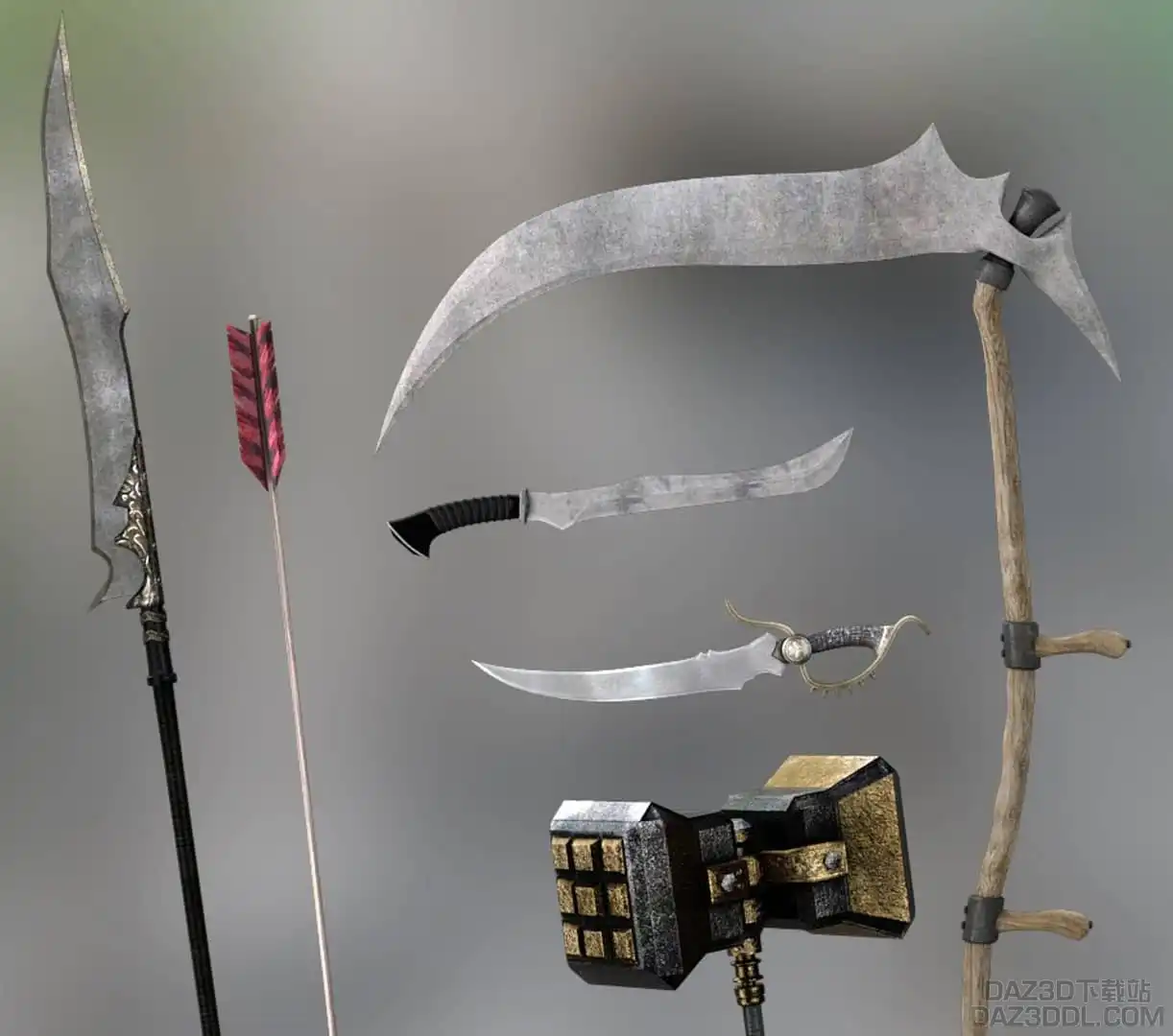 Daz Studio中的3D幻想武器渲染