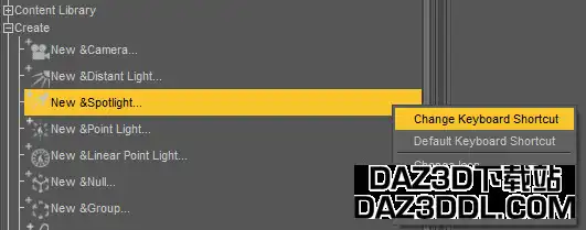 daz studio 添加快捷键