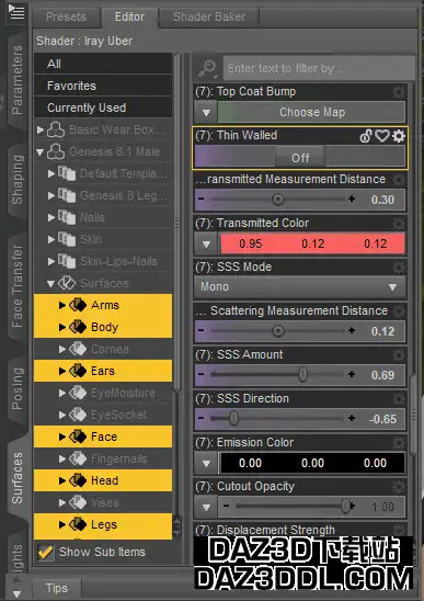 daz3d subsurface scattering surfaces