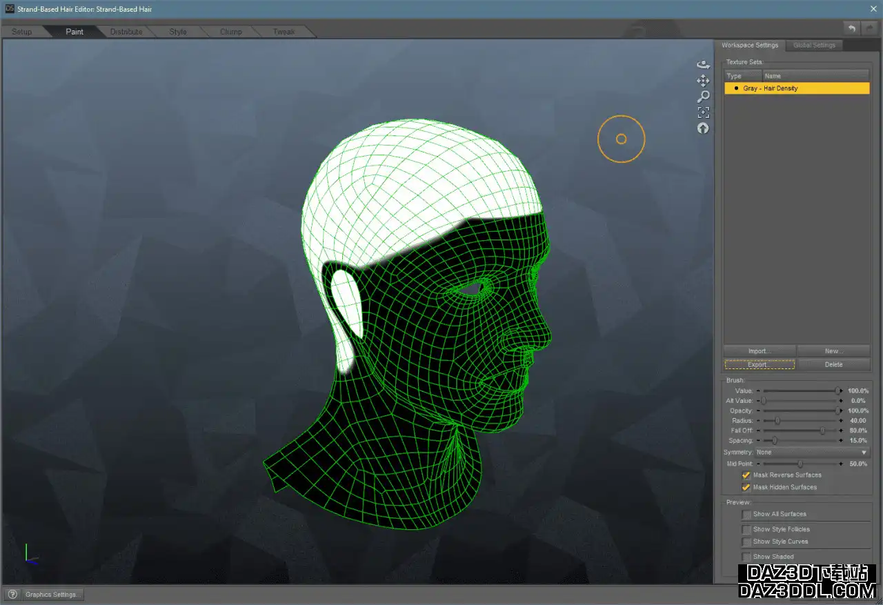 daz strand based hair paint tab