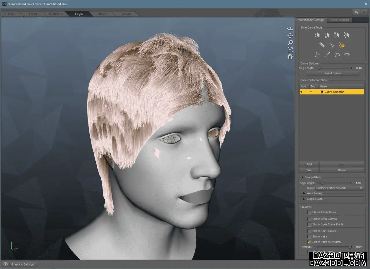 daz3d strand based hair segment length
