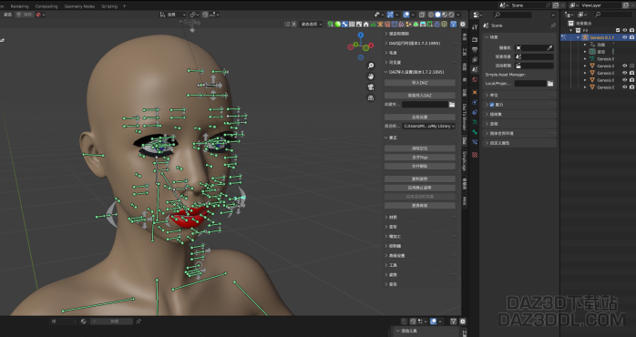 【求助】G8.1模型带表情控制导入Blender之后不生效_DAZ3DDL