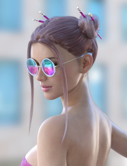 Double Buns Hairstyle for Genesis 8.1 Females_DAZ3DDL