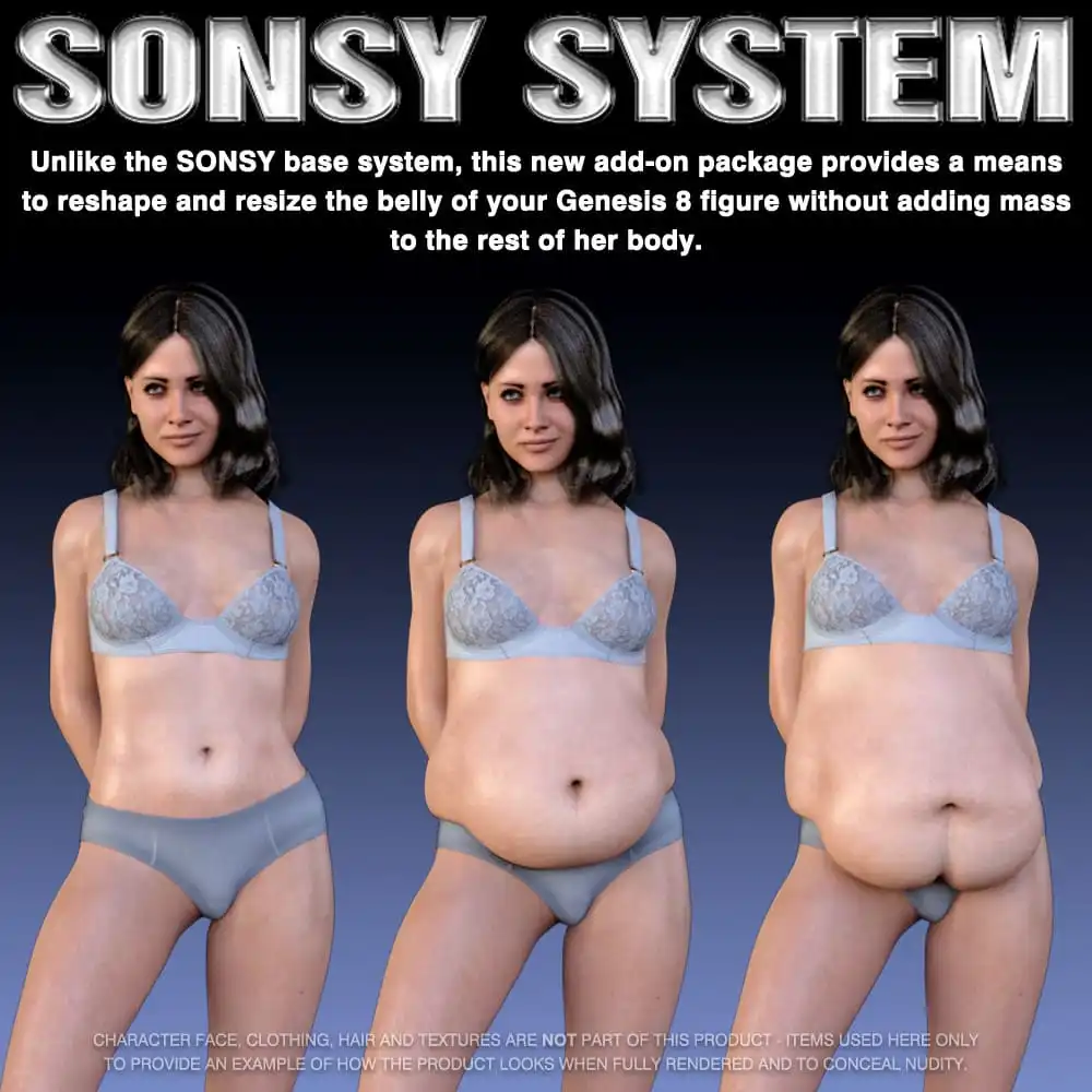用于 Sonsy 增重系统的腹部补充包 - Belly Supplemental Pack for The Sonsy Weight Gain System_DAZ3D下载站