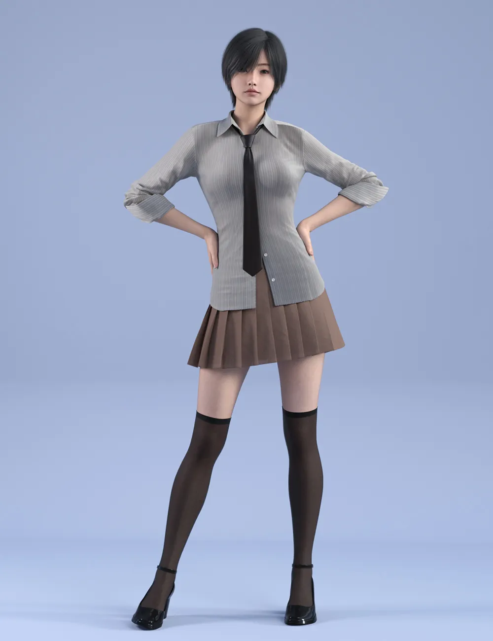 dForce HnC24 Genesis 9 的别致条纹衬衫套装 - dForce HnC24 Chic Striped Shirt Outfits for Genesis 9_DAZ3DDL