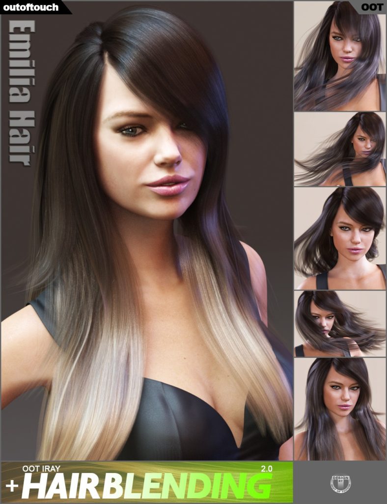 Emilia Hair and OOT Hairblend 2.0 for Genesis 3 Female(s)