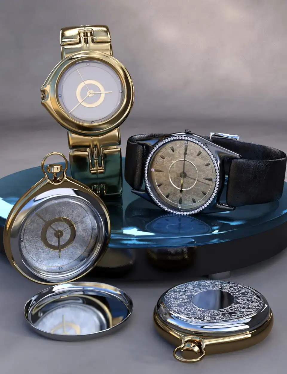 Luxury Watches for Genesis 8 Male(s)_DAZ3D下载站