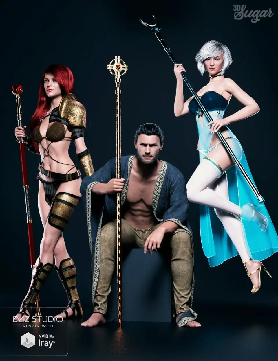 权杖为创世纪8章提供力量道具和姿势 - Scepter Power Props and Poses for Genesis 8_DAZ3D下载站
