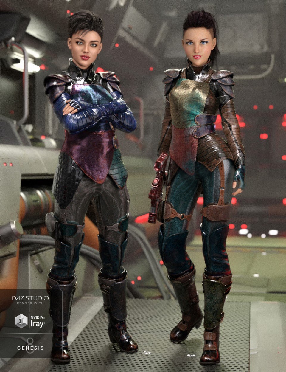 Sci-Fi Urban Warrior Outfit for Genesis 8 and Genesis 8.1 Females