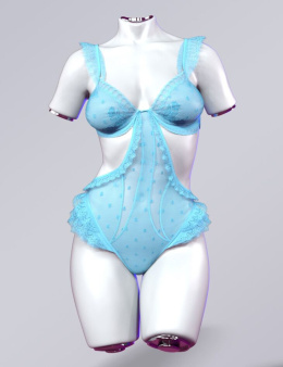 Genesis 9 X 时尚蕾丝褶边连体衣 - X Fashion Lace Frill Trims Bodysuit for Genesis 9_DAZ3DDL