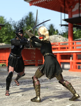 刀片冲突为创世纪9和创世记8女性姿势 - Clash Of Blades Poses for Genesis 9 and Genesis 8 Female_DAZ3DDL